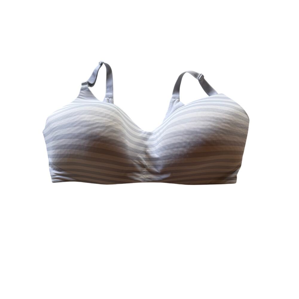 Torrid Curve Dream Wire-Free Bra Size 42F – Striped Gray White Full Coverage